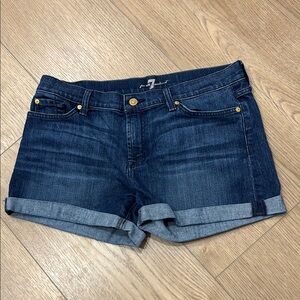 7 For All Mankind Blue Jean Shorts with Rolled Hems